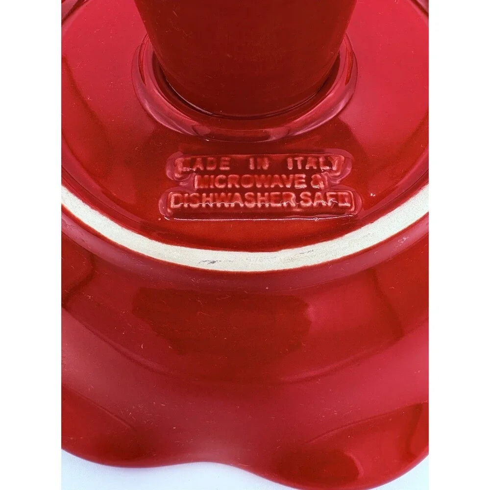 Tavola Bella Italy Red Pedestal Compote Bowl Fruit Serving Dish Home Decor